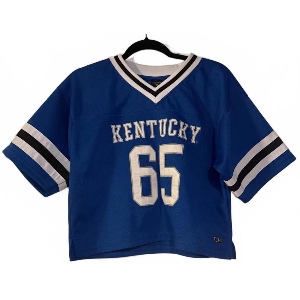 Kentucky Blue Cropped Jersey Top - Size Women